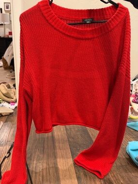 Wild Fable Red Cropped Crewneck Sweater size L